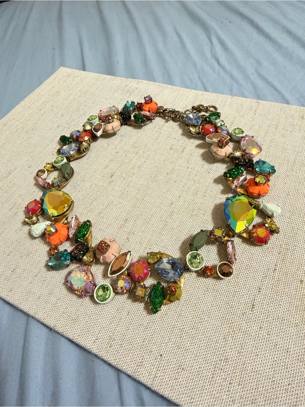J. Crew Multicolor Crystal Wreathe Floral Brulee Statement Necklace - Picture 5 of 14